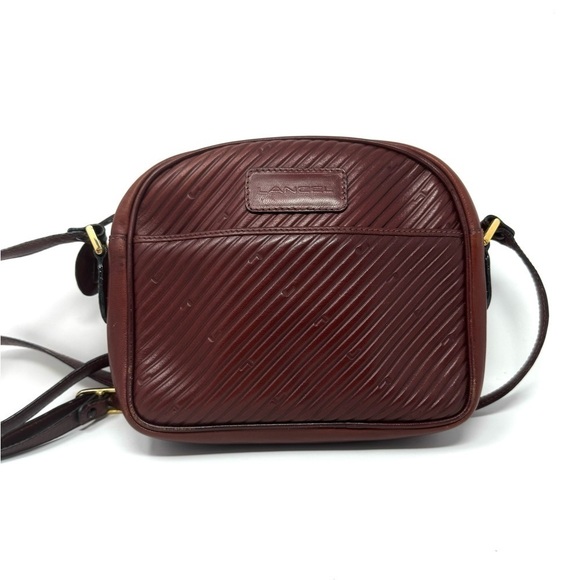 Lancel Vintage Burgundy Leather Crossbody Bag – Boxy Parisian Chic - Picture 1 of 9